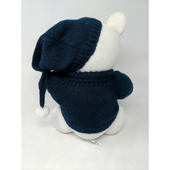 Pier 1 One Imports Corduroy Teddy Polar Bear Stuffed Animal Plush Winter Sweater - Picture 8 of 10